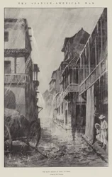 Der Spanisch-Amerikanische Krieg, die Regenzeit in Kuba, in der Stadt